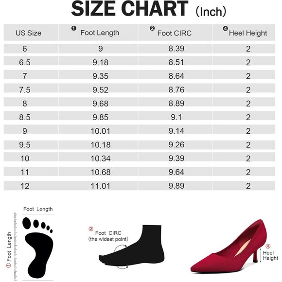 Women's Red Knitting Pumps 2 inch Kitten Heel Pointed Toe Low Heel Dress Shoes - Picture 7 of 7